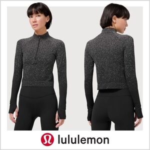 Women's Lululemon Rest Less Cropped 1/2 Zip | Black-Gray | Sz: 10